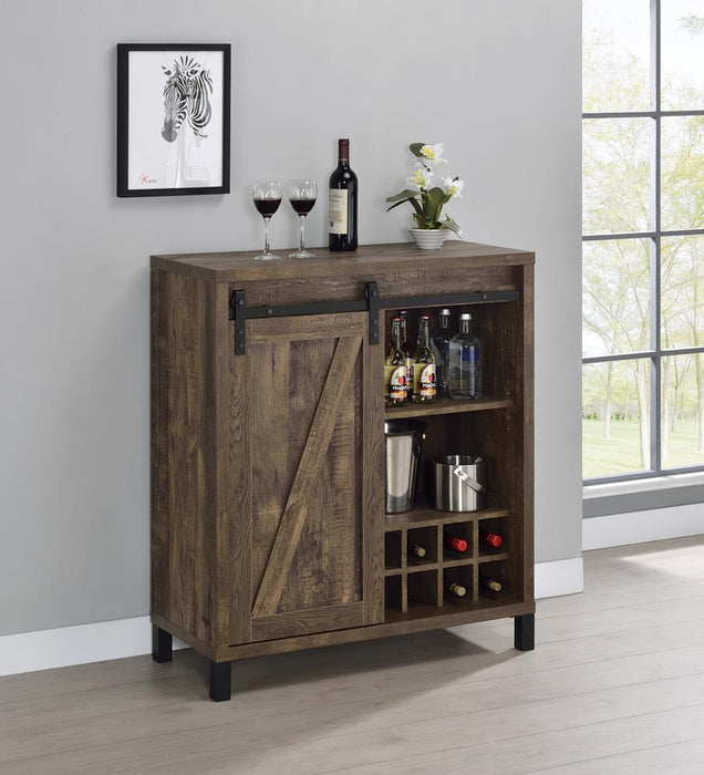 Arlington Bar Cabinet with Sliding Door Rustic Oak - Home Discount Furniture - NJ-linden