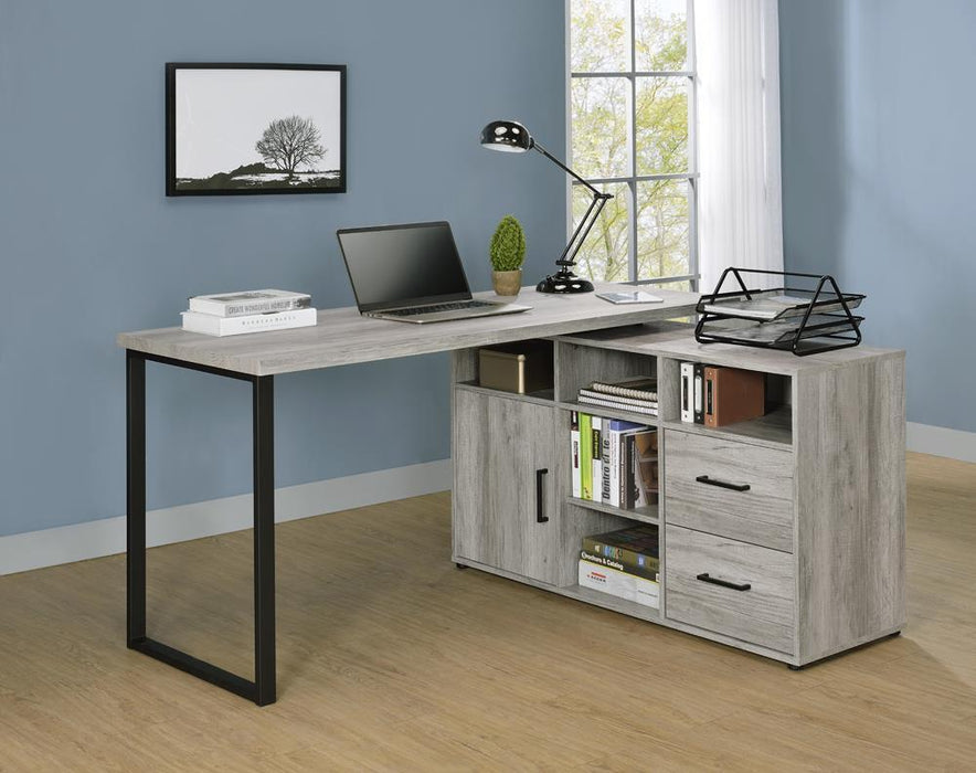 Hertford L-shape Office Desk with Storage Grey Driftwood - Home Discount Furniture - NJ-linden