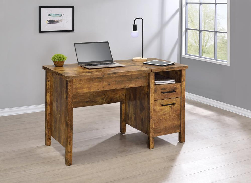 Delwin Lift Top Office Desk with File Cabinet Antique Nutmeg - Home Discount Furniture - NJ-linden