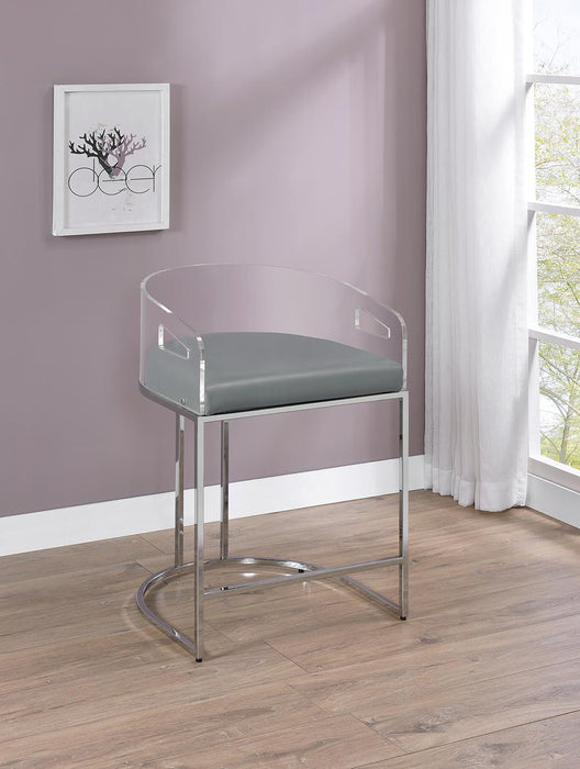 Thermosolis Acrylic Back Counter Height Stools Grey and Chrome (Set of 2) - Home Discount Furniture - NJ-linden