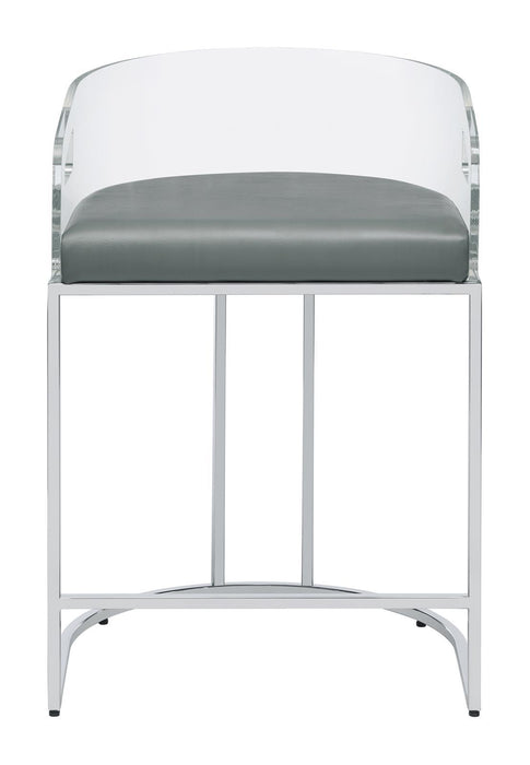 Thermosolis Acrylic Back Counter Height Stools Grey and Chrome (Set of 2) - Home Discount Furniture - NJ-linden