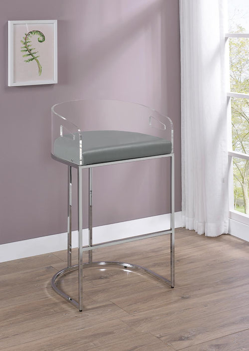 Thermosolis Acrylic Back Bar Stools Grey and Chrome (Set of 2) - Home Discount Furniture - NJ-linden