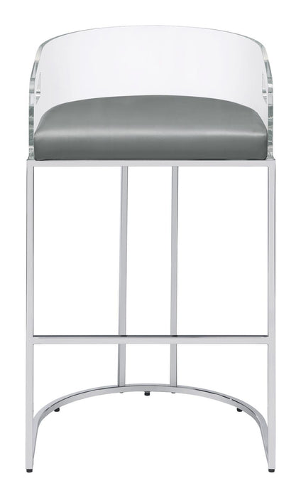 Thermosolis Acrylic Back Bar Stools Grey and Chrome (Set of 2) - Home Discount Furniture - NJ-linden
