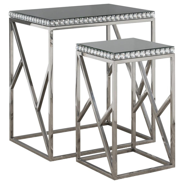 Betsy 2-piece Mirror Top Nesting Tables Silver - Home Discount Furniture - NJ-linden