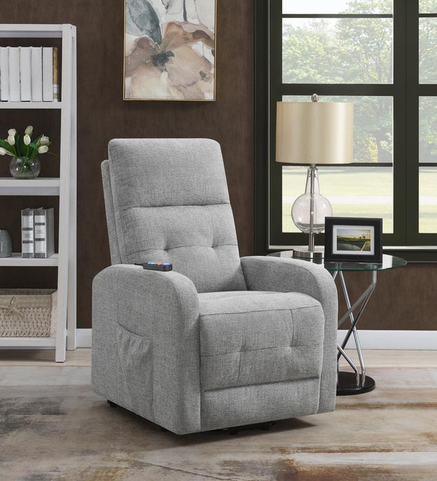 Howie Tufted Upholstered Power Lift Recliner Grey - Home Discount Furniture - NJ-linden