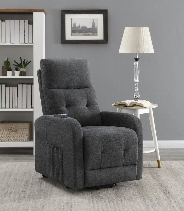Howie Tufted Upholstered Power Lift Recliner Charcoal - Home Discount Furniture - NJ-linden