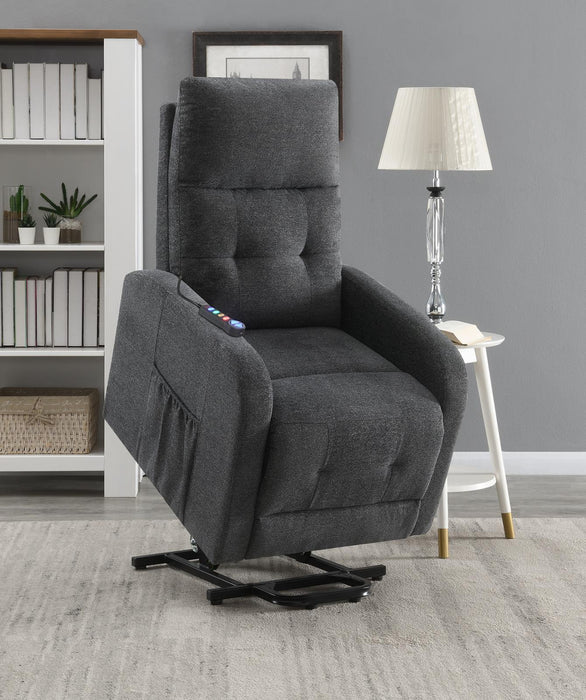 Howie Tufted Upholstered Power Lift Recliner Charcoal - Home Discount Furniture - NJ-linden