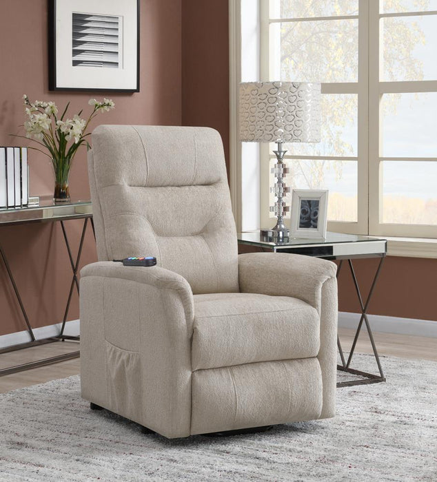 Henrietta Power Lift Recliner with Storage Pocket Beige - Home Discount Furniture - NJ-linden