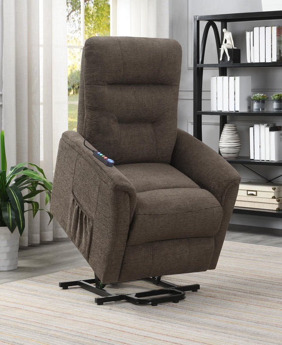 Henrietta Power Lift Recliner with Storage Pocket Brown - Home Discount Furniture - NJ-linden