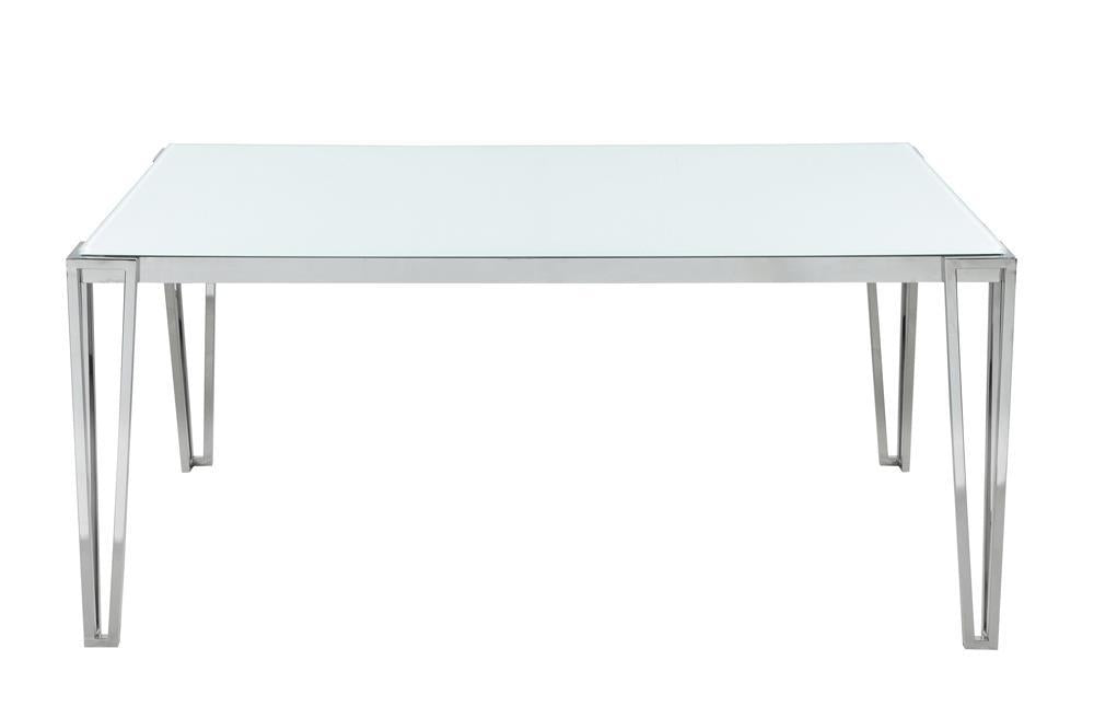 Pauline Rectangular Dining Table with Metal Leg White and Chrome - Home Discount Furniture - NJ-linden