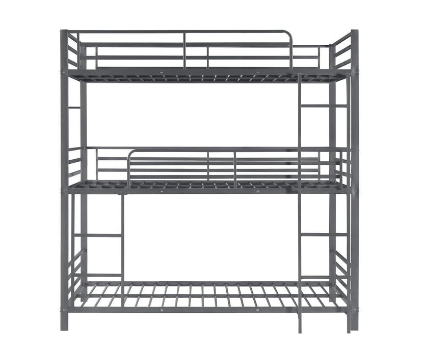 Maynard Metal Triple Twin Bunk Bed Gunmetal - Home Discount Furniture - NJ-linden