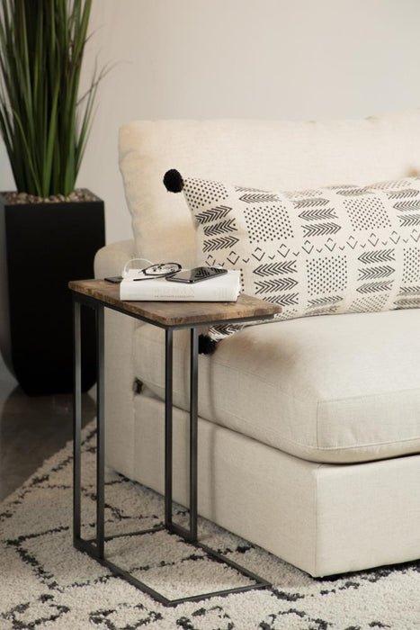 Rudy Snack Table with Power Outlet Gunmetal and Antique Brown - Home Discount Furniture - NJ-linden