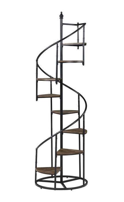 Roseglen 8-shelf Staircase Bookcase Rustic Brown and Black - Home Discount Furniture - NJ-linden