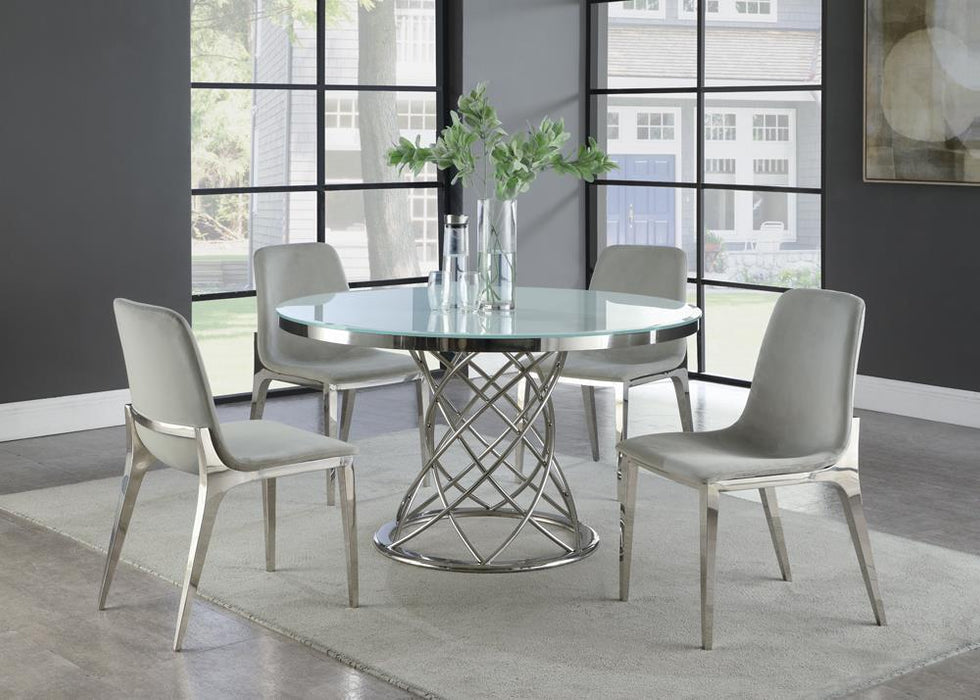 Irene Upholstered Side Chairs Light Grey and Chrome (Set of 4) - Home Discount Furniture - NJ-linden
