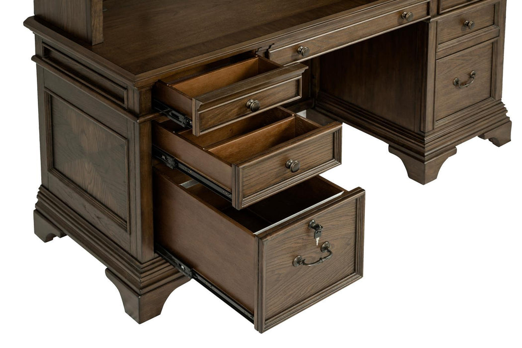 Hartshill Credenza with Hutch Burnished Oak - Home Discount Furniture - NJ-linden