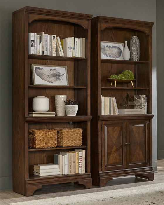 Hartshill Bookcase with Cabinet Burnished Oak - Home Discount Furniture - NJ-linden