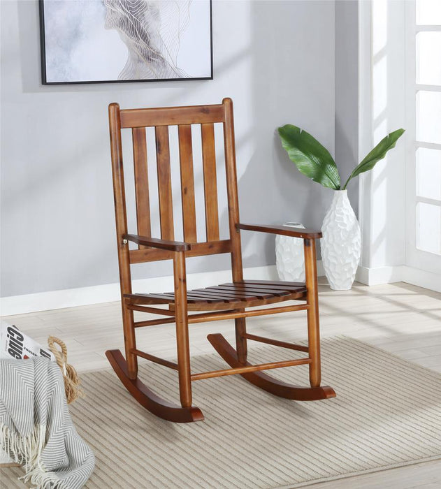 Annie Slat Back Wooden Rocking Chair Golden Brown - Home Discount Furniture - NJ-linden