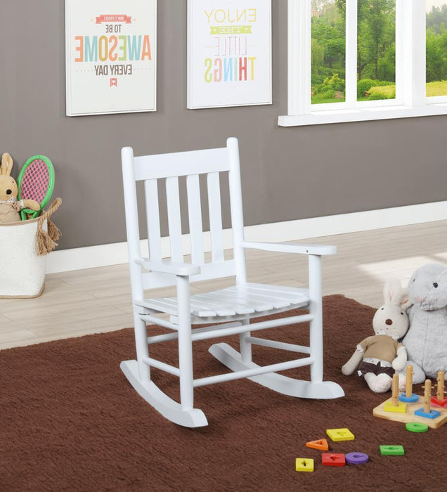 Annie Slat Back Youth Rocking Chair White - Home Discount Furniture - NJ-linden