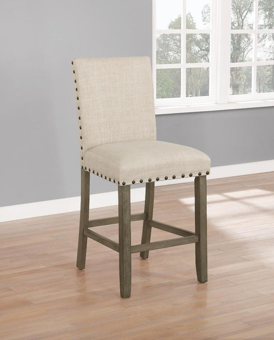 Ralland Upholstered Counter Height Stools with Nailhead Trim Beige (Set of 2) - Home Discount Furniture - NJ-linden