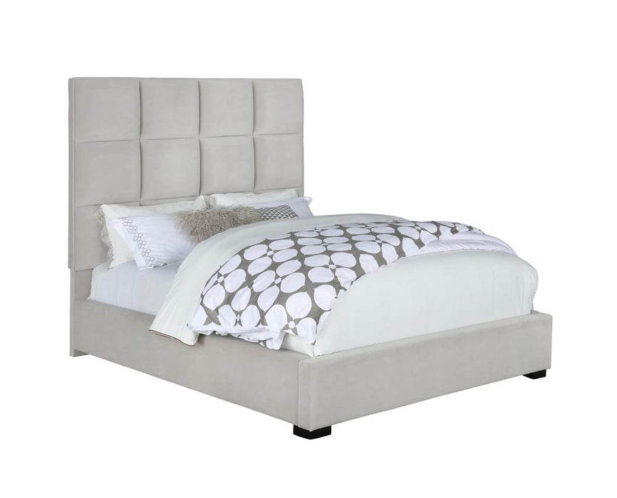Panes Eastern King Tufted Upholstered Panel Bed Beige - Home Discount Furniture - NJ-linden
