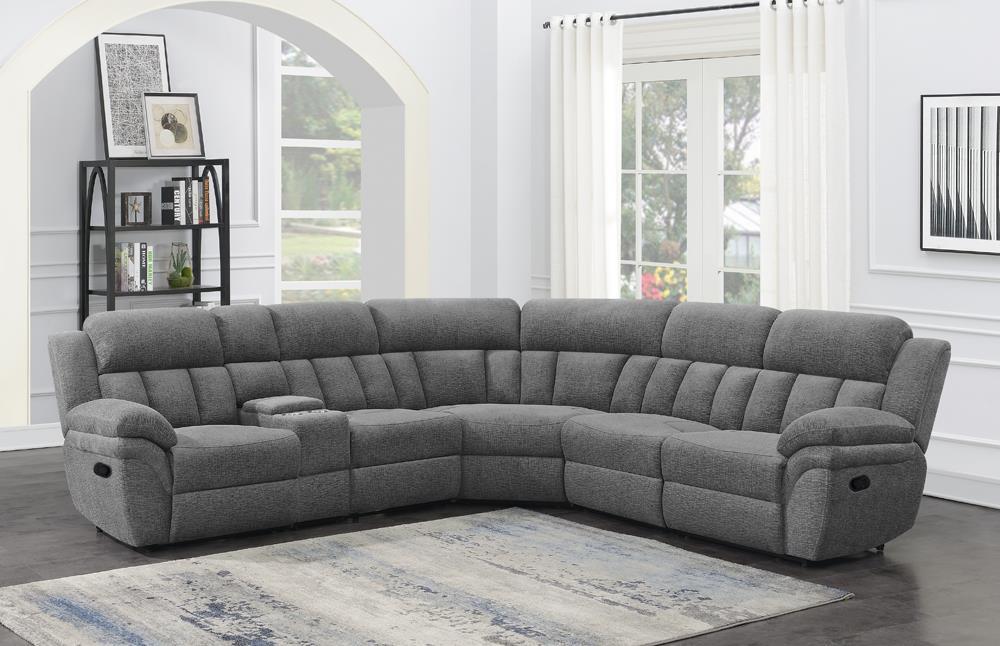 Bahrain 6-piece Upholstered Motion Sectional Charcoal - Home Discount Furniture - NJ-linden