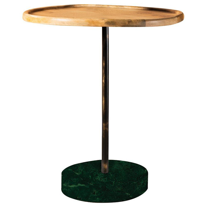 Ginevra Round Marble Base Accent Table Natural and Green - Home Discount Furniture - NJ-linden