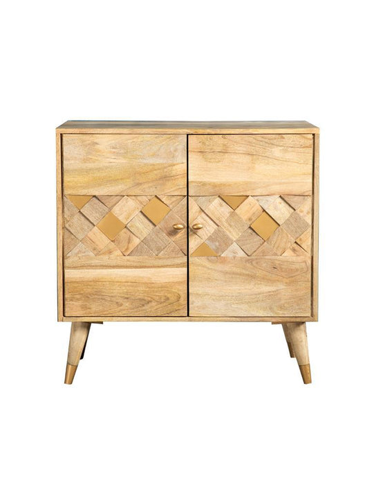 Alyssum Checkered Pattern 2-door Accent Cabinet Natural - Home Discount Furniture - NJ-linden