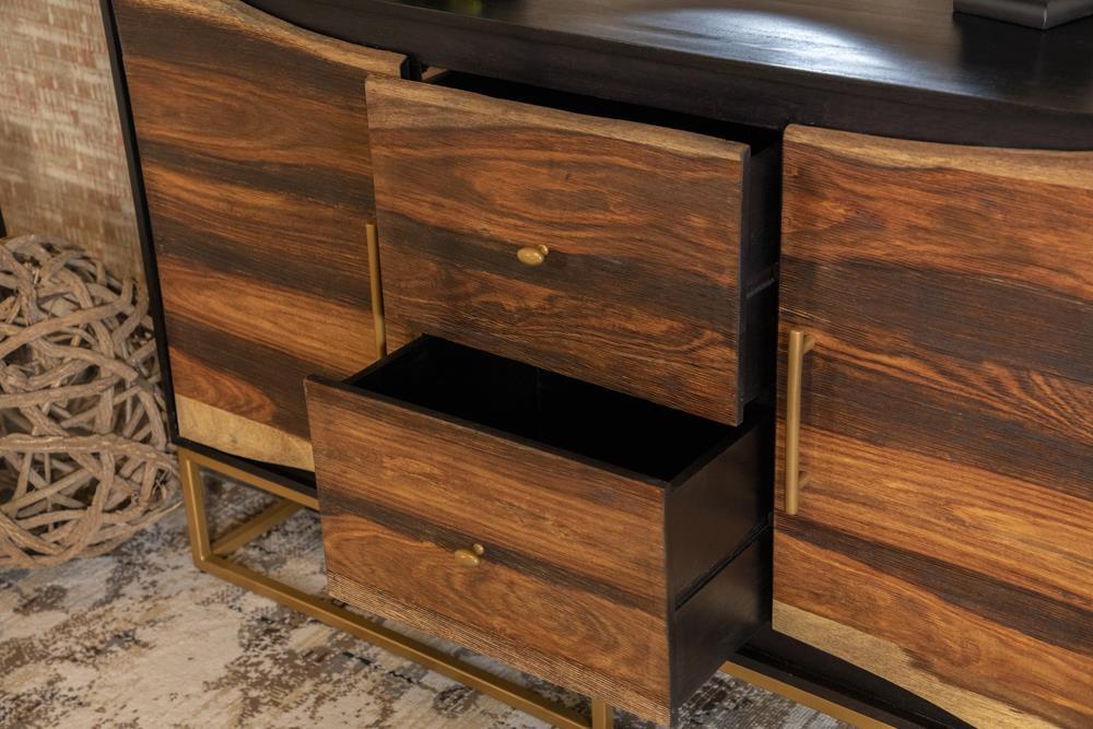 Zara 2-drawer Accent Cabinet Black Walnut and Gold - Home Discount Furniture - NJ-linden