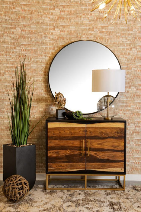 Zara 2-door Accent Cabinet Black Walnut and Gold - Home Discount Furniture - NJ-linden