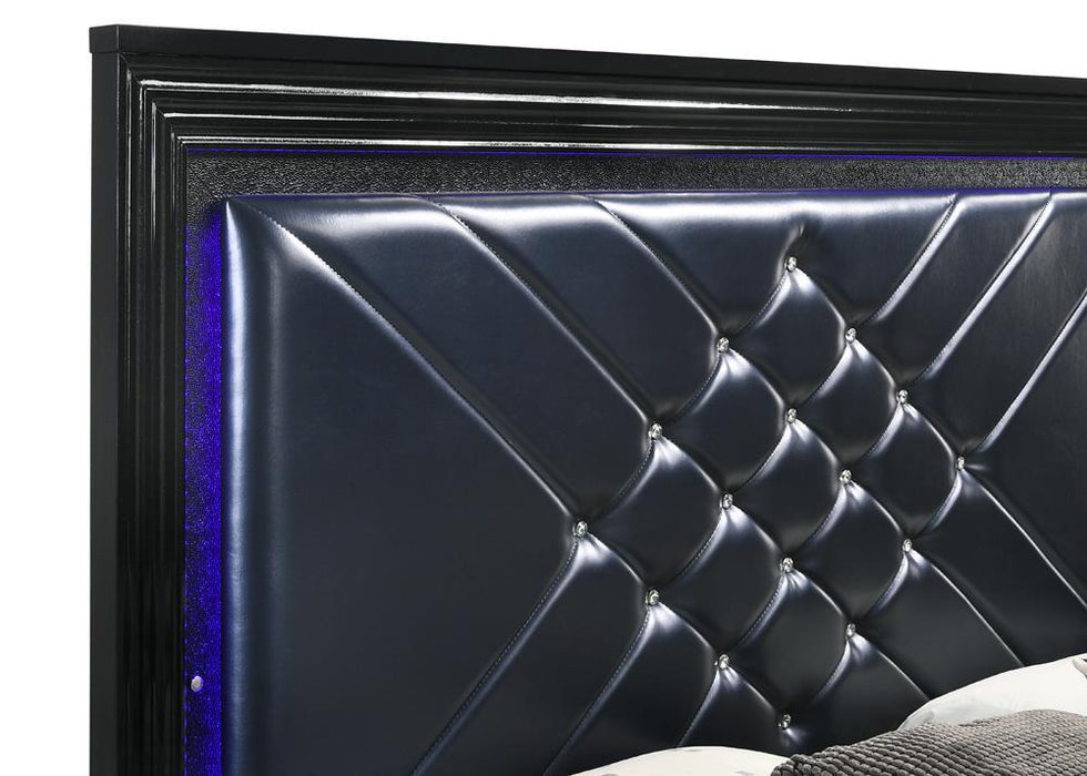 Penelope Eastern King Bed with LED Lighting Black and Midnight Star - Home Discount Furniture - NJ-linden