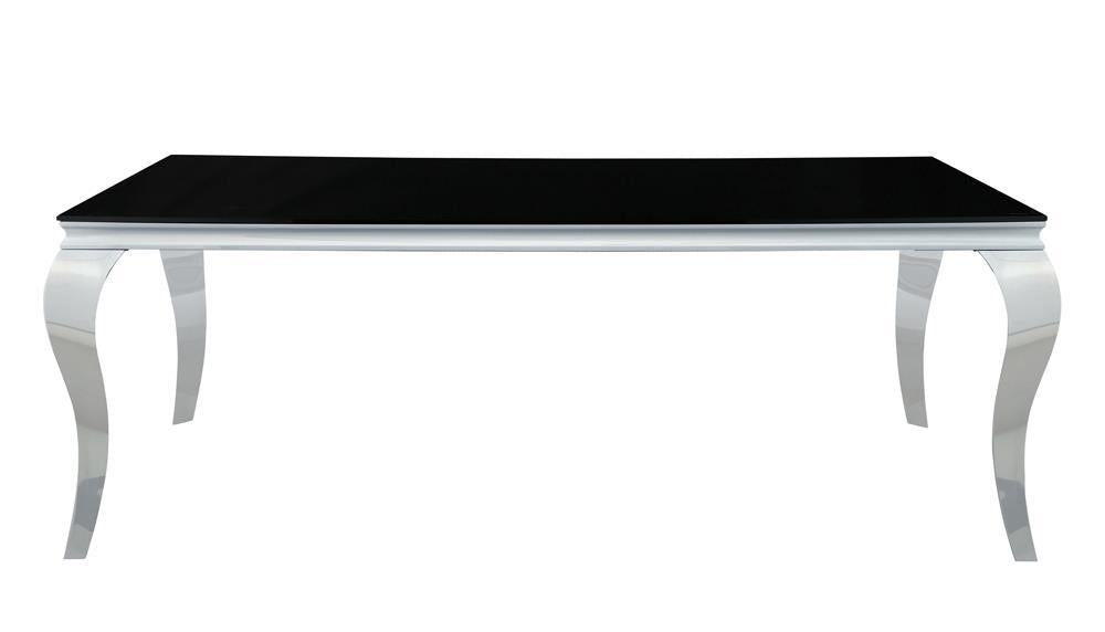 Carone Rectangular Glass Top Dining Table Black and Chrome - Home Discount Furniture - NJ-linden