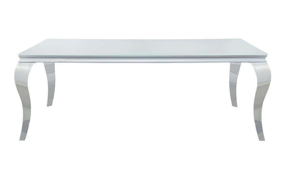 Carone Rectangular Glass Top Dining Table White and Chrome - Home Discount Furniture - NJ-linden