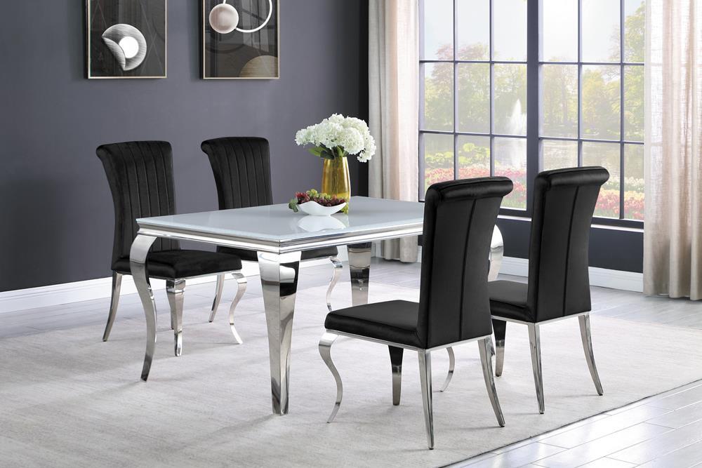 Carone Rectangular Glass Top Dining Table White and Chrome - Home Discount Furniture - NJ-linden