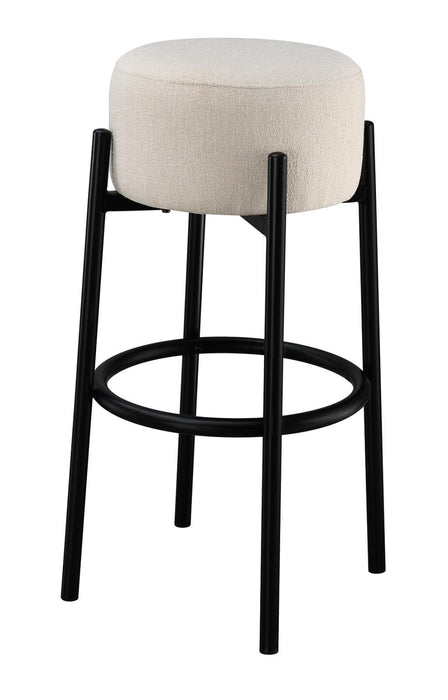 Leonard Upholstered Backless Round Stools White and Black (Set of 2) - Home Discount Furniture - NJ-linden