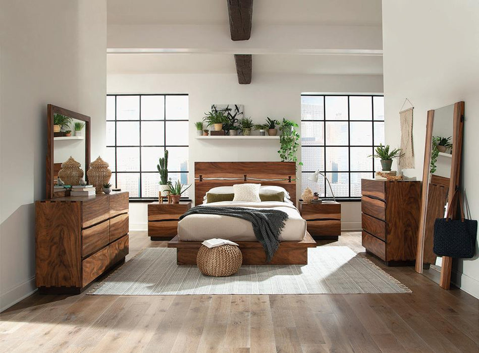Winslow Queen Bed Smokey Walnut and Coffee Bean - Home Discount Furniture - NJ-linden