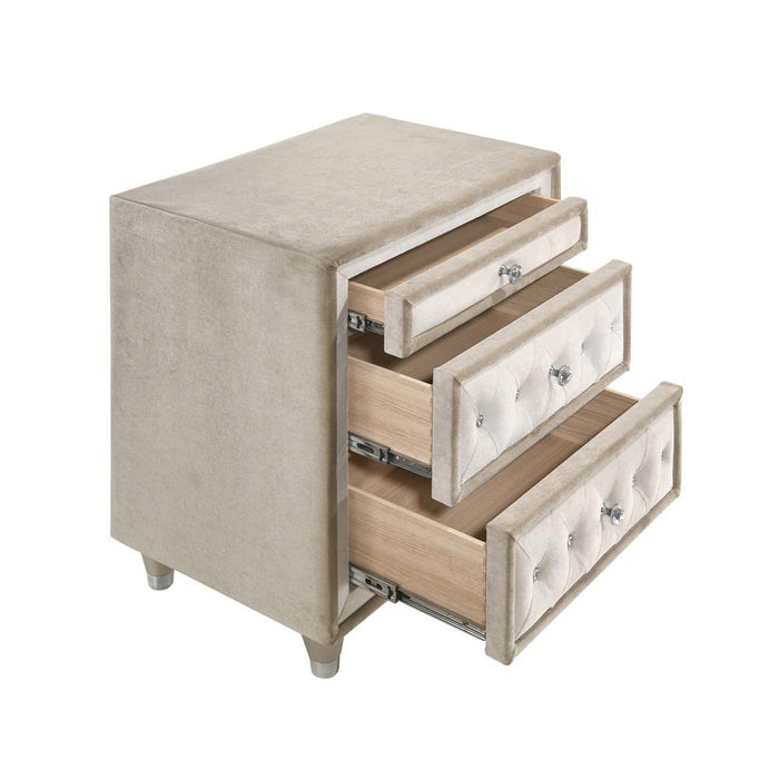Antonella 3-drawer Upholstered Nightstand Ivory and Camel - Home Discount Furniture - NJ-linden
