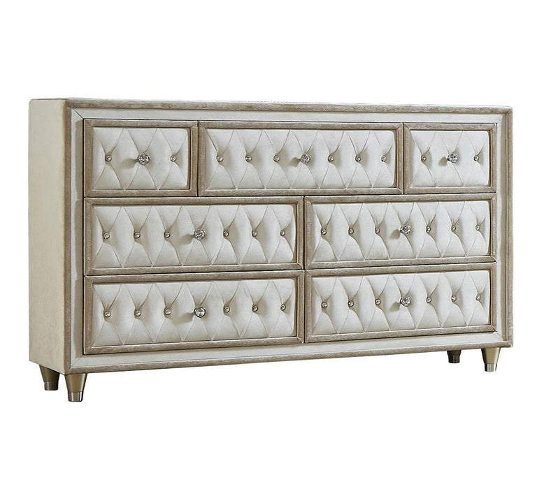 Antonella 7-drawer Upholstered Dresser Ivory and Camel - Home Discount Furniture - NJ-linden