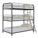 Garner Triple Twin Bunk Bed with Ladder Gunmetal - Home Discount Furniture - NJ-linden
