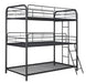 Garner Triple Twin Bunk Bed with Ladder Gunmetal - Home Discount Furniture - NJ-linden