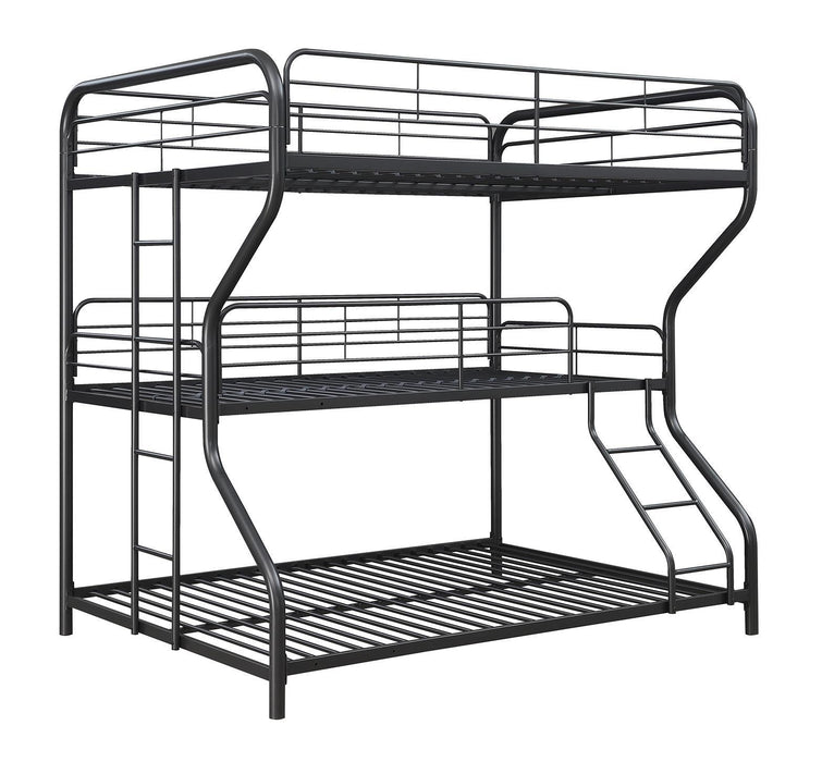 Garner Triple Full Over Twin Over Full Bunk Bed with Ladder Gunmetal - Home Discount Furniture - NJ-linden