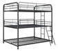 Garner Triple Full Bunk Bed with Ladder Gunmetal - Home Discount Furniture - NJ-linden