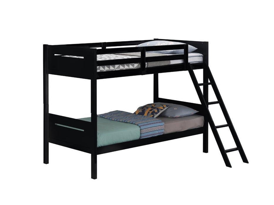 Littleton Twin Over Twin Bunk Bed Black - Home Discount Furniture - NJ-linden