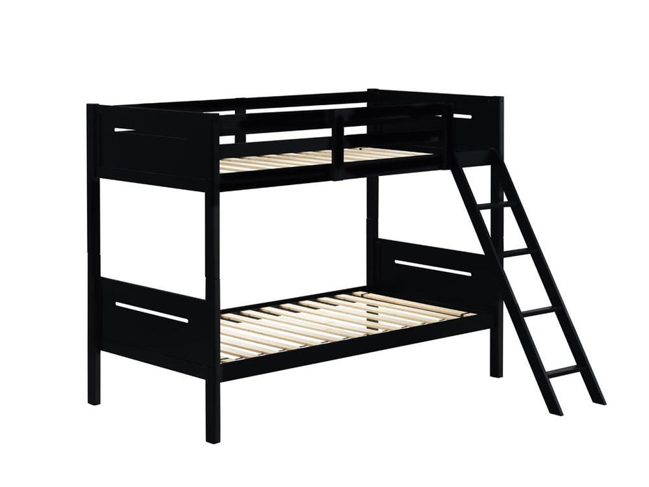 Littleton Twin Over Twin Bunk Bed Black - Home Discount Furniture - NJ-linden