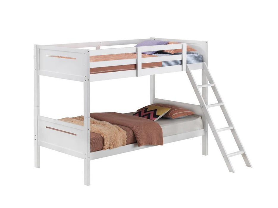 Littleton Twin Over Twin Bunk Bed White - Home Discount Furniture - NJ-linden