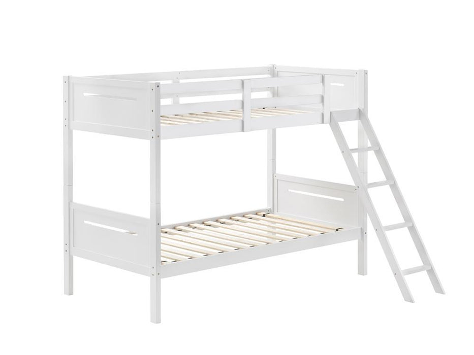 Littleton Twin Over Twin Bunk Bed White - Home Discount Furniture - NJ-linden