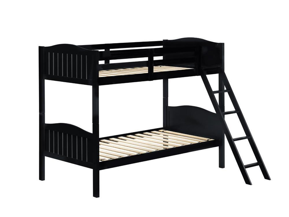 Arlo Twin Over Twin Bunk Bed with Ladder Black - Home Discount Furniture - NJ-linden
