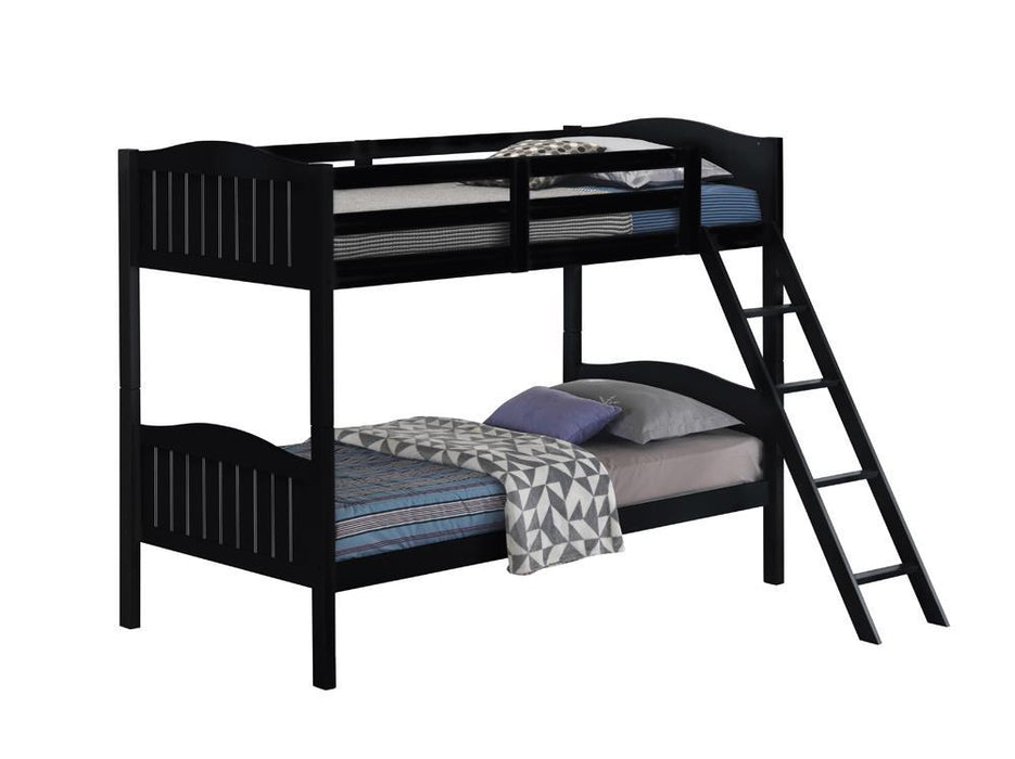 Arlo Twin Over Twin Bunk Bed with Ladder Black - Home Discount Furniture - NJ-linden