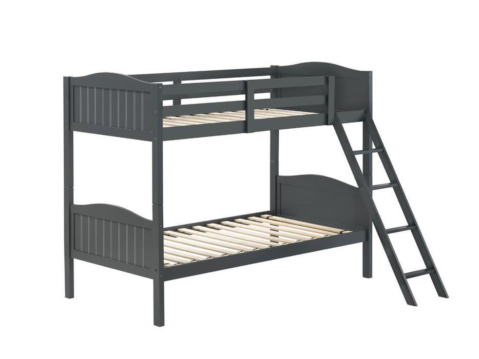 Arlo Twin Over Twin Bunk Bed with Ladder Grey - Home Discount Furniture - NJ-linden