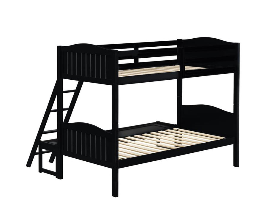 Arlo Twin Over Full Bunk Bed with Ladder Black - Home Discount Furniture - NJ-linden