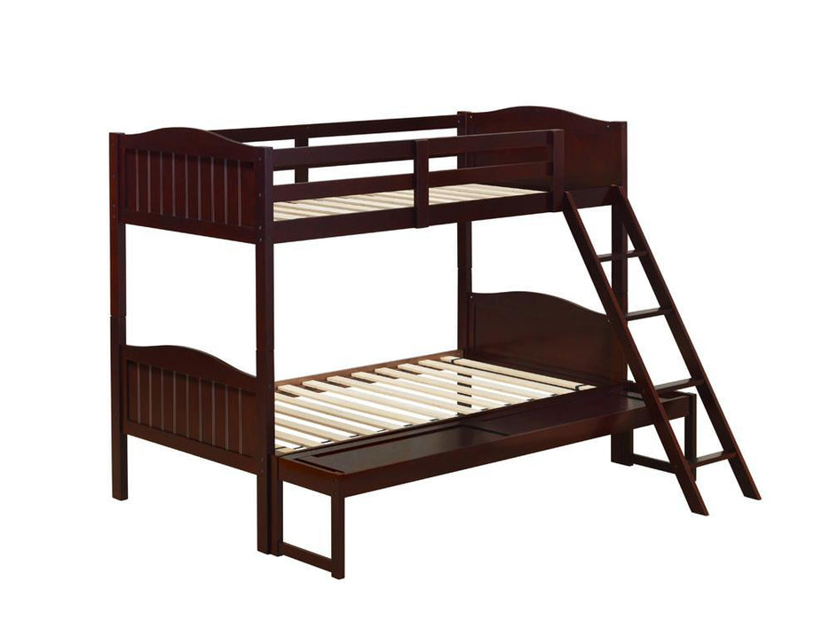 Arlo Twin Over Full Bunk Bed with Ladder Espresso - Home Discount Furniture - NJ-linden